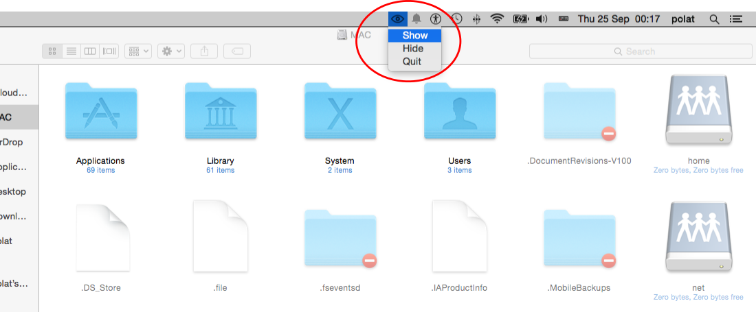 how to hide a file from recents on mac